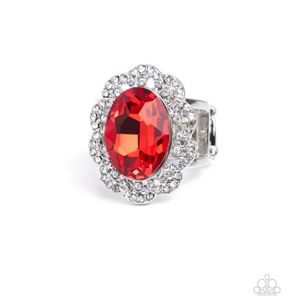 Radiant Remembrance Red Ring Rhinestone Fashion Jewelry Paparazzi - Picture 1 of 2